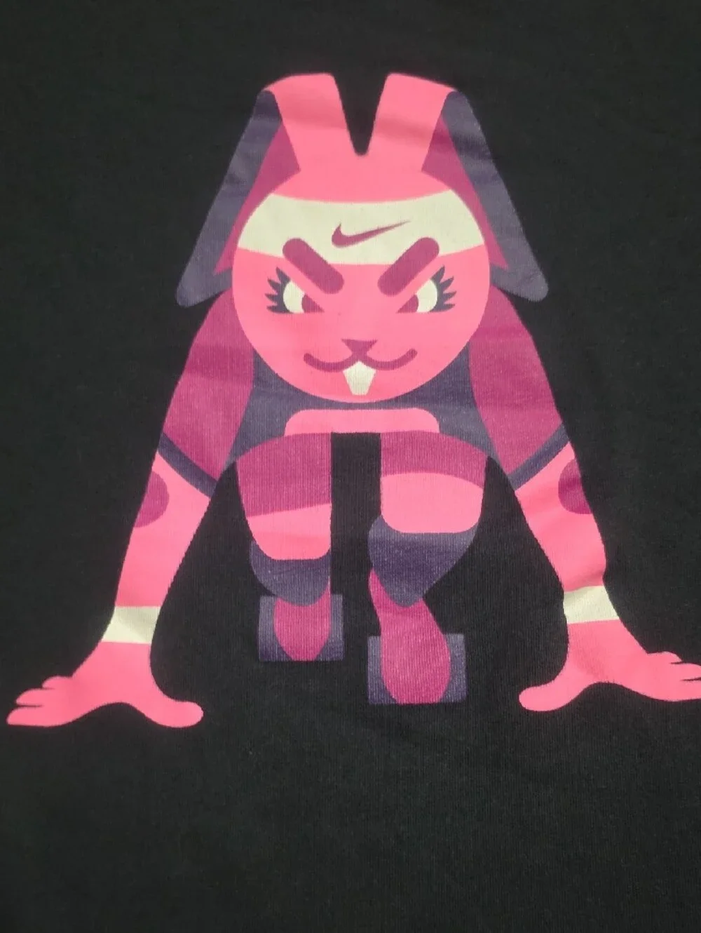 Nike Black Short Sleeve Tee with Pink Graphic Bunny